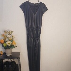 INC International Concepts Black Faux Leather Top